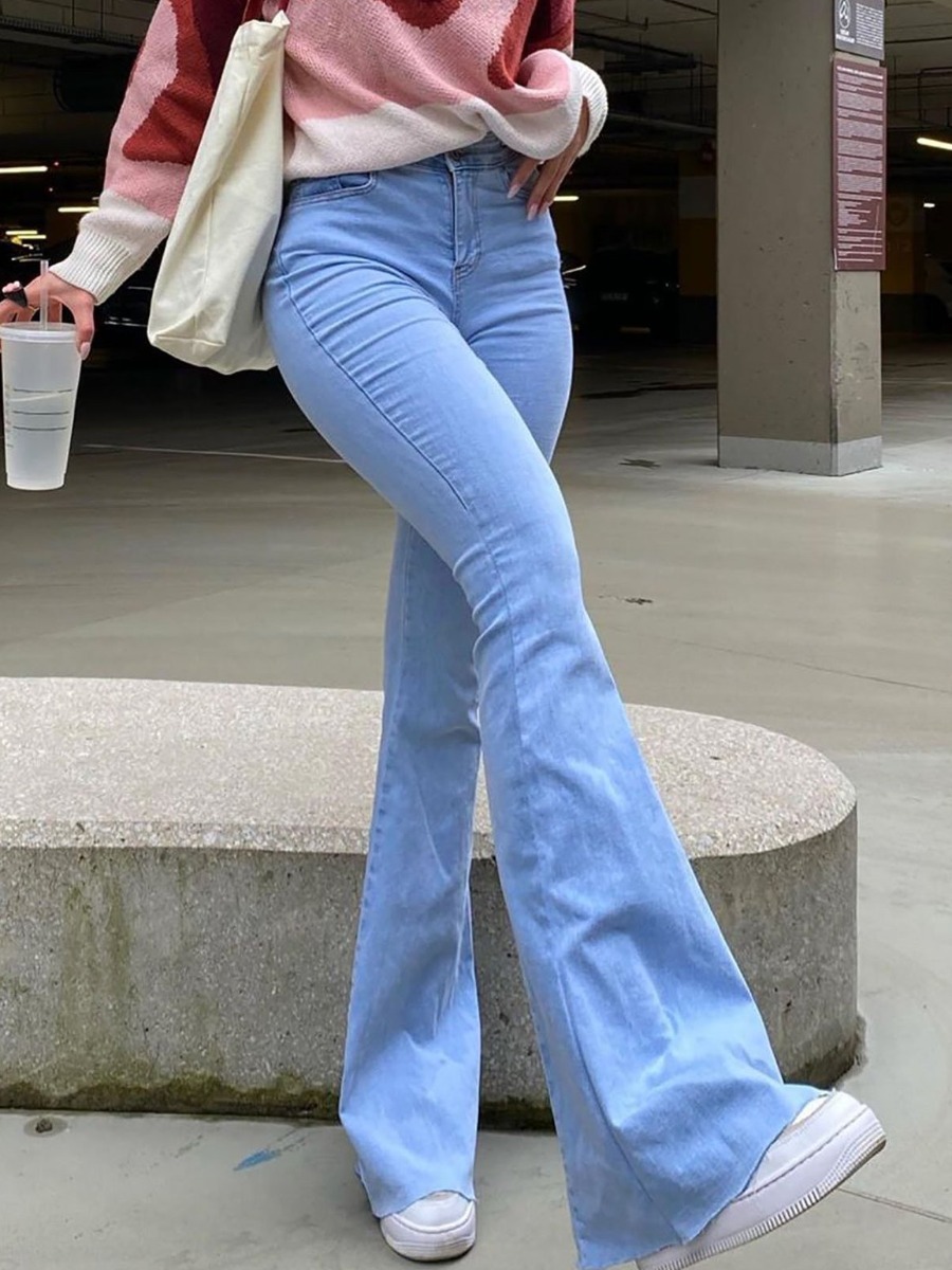 

LW High-waisted Flared Jeans, Baby blue