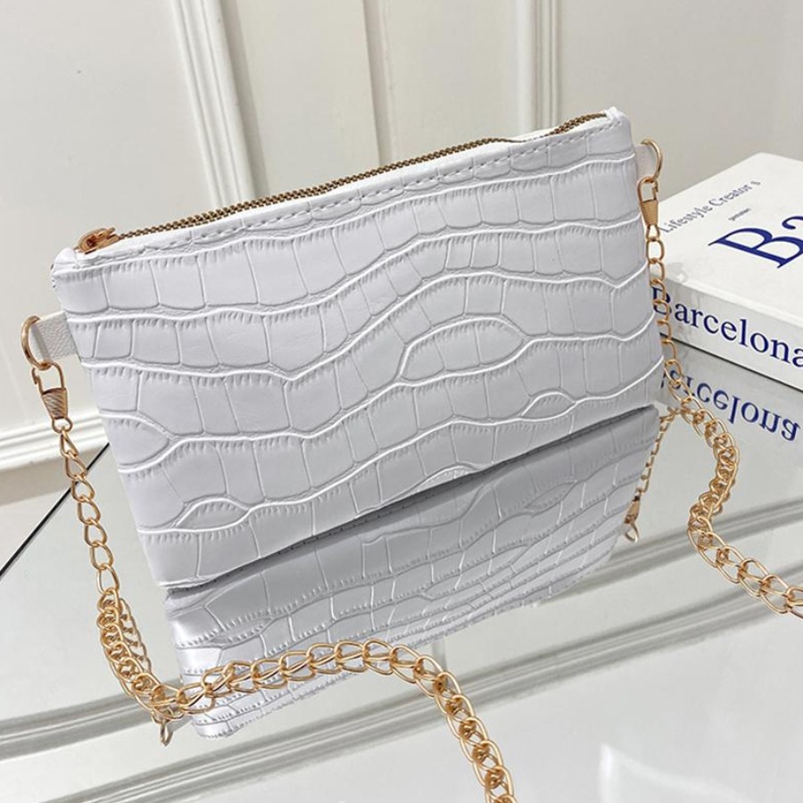 

LW Chain Strap Crossbody Bag, White