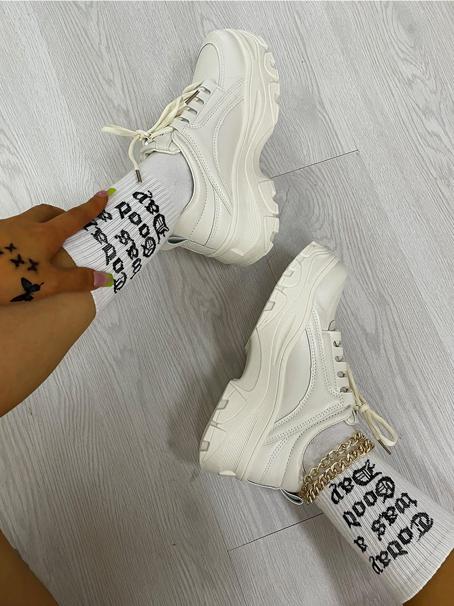 

LW Lace-up Solid Sneakers, Beige