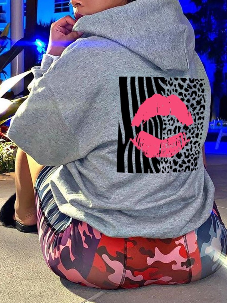 LW Leopard Lip Print Hoodie