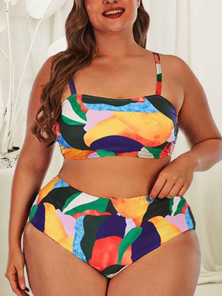 

LW Plus Size Mixed Print Bikini Set, Multi