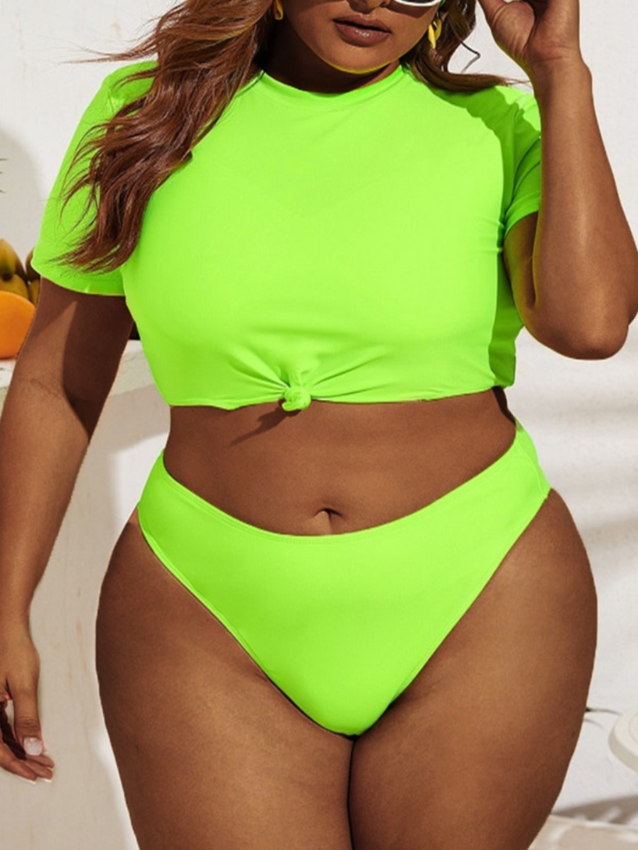 

LW Plus Size Crop Top Tankini, Green