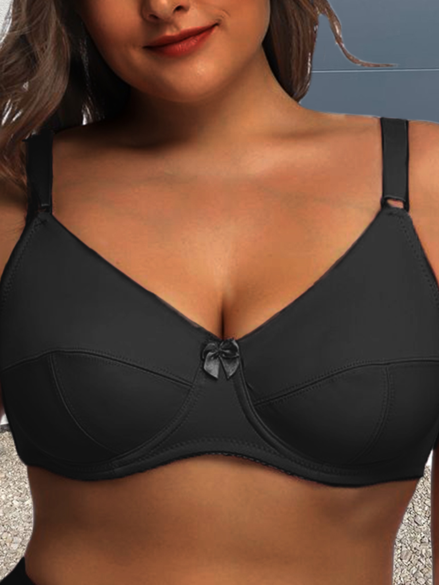

LW SXY Plus Size Adjustable Strap Bra, Black
