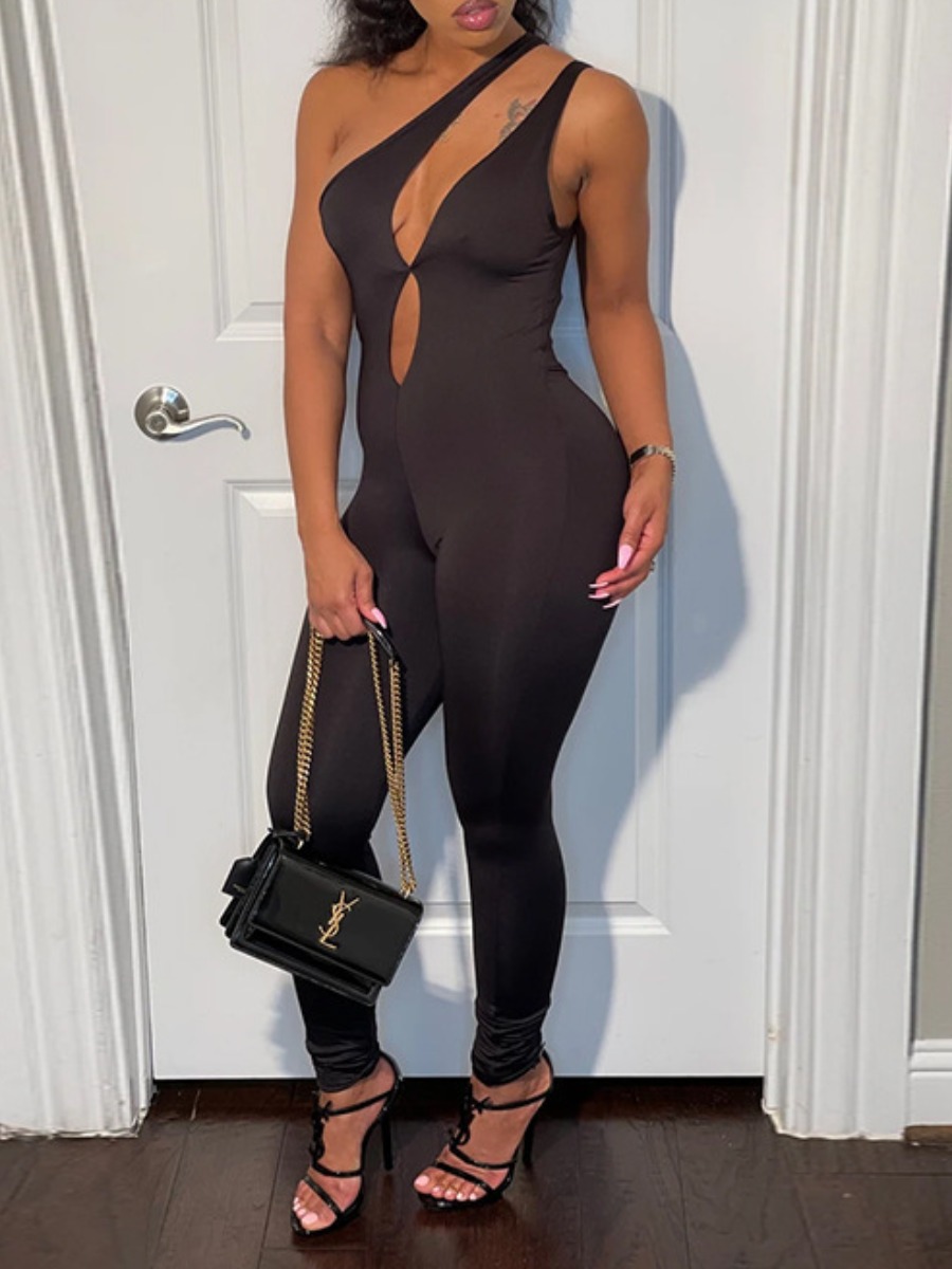 

LW SXY One Shoulder Cut Out Jumpsuit, Black