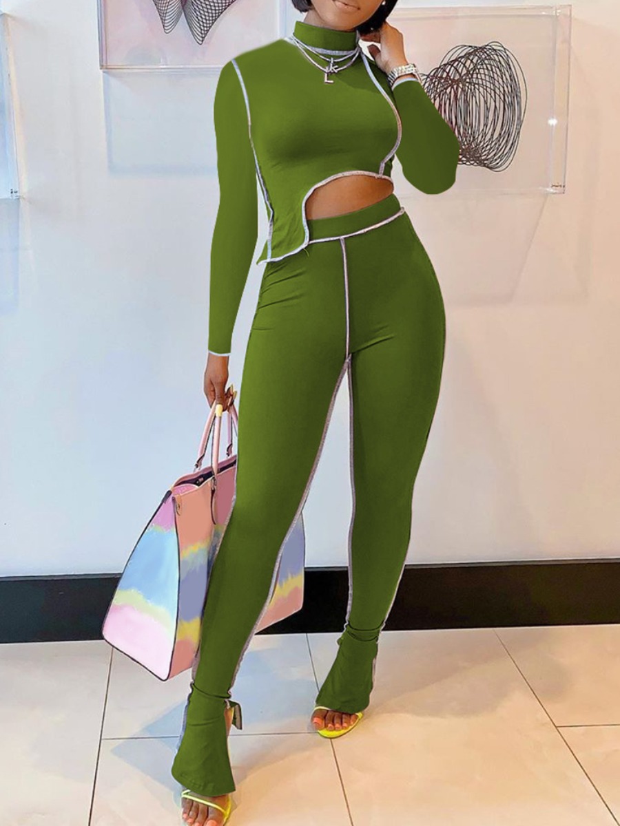 

LW Lettuce Trim Cut Out Pants Set, Green