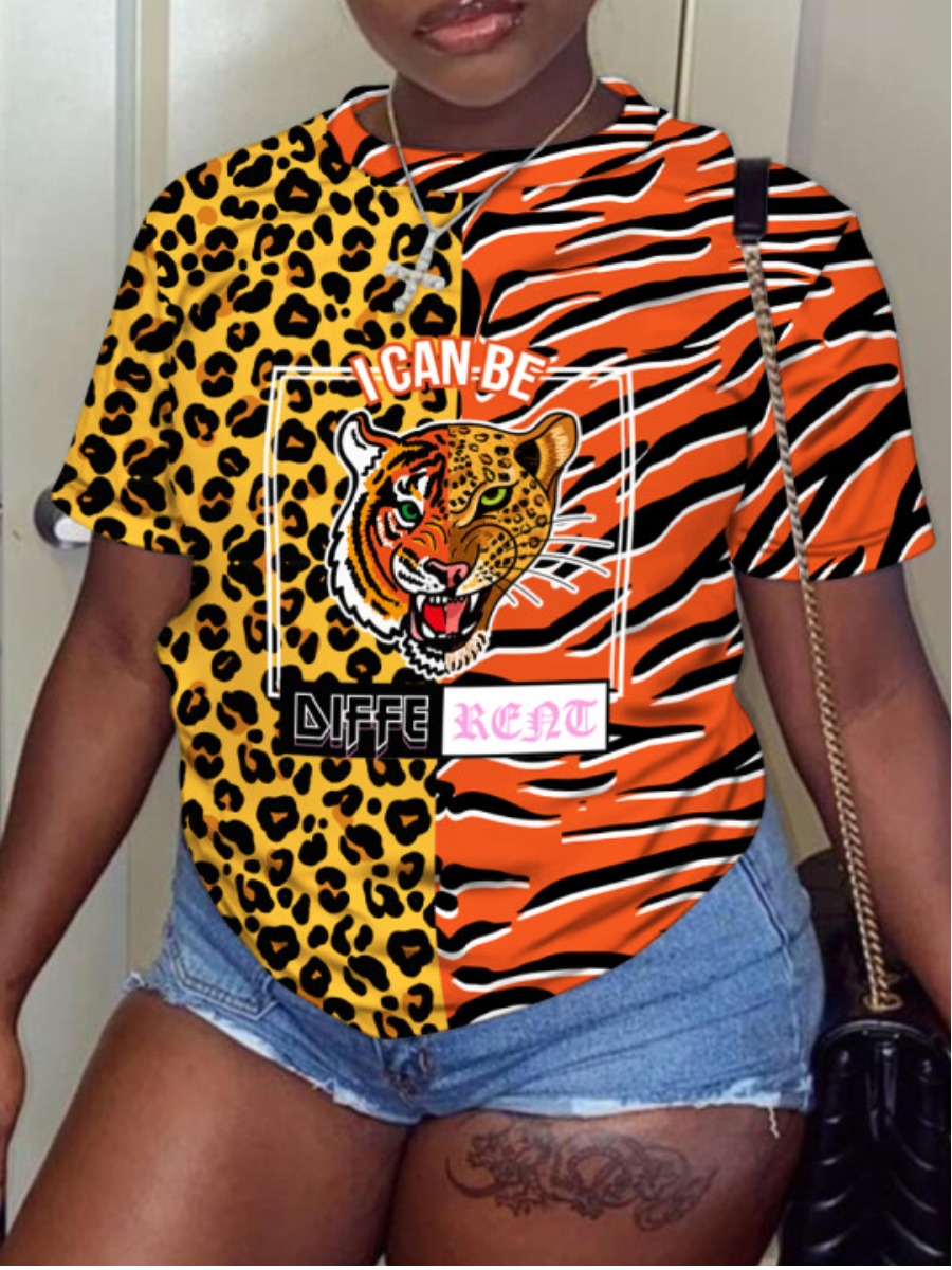 LW Leopard Letter Print T-shirt
