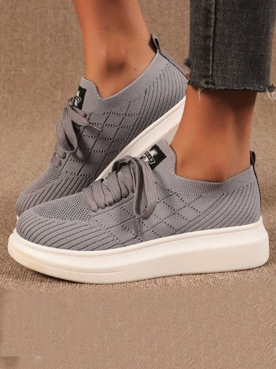 

LW BASICS Round Toe Breathable Sneakers, Grey