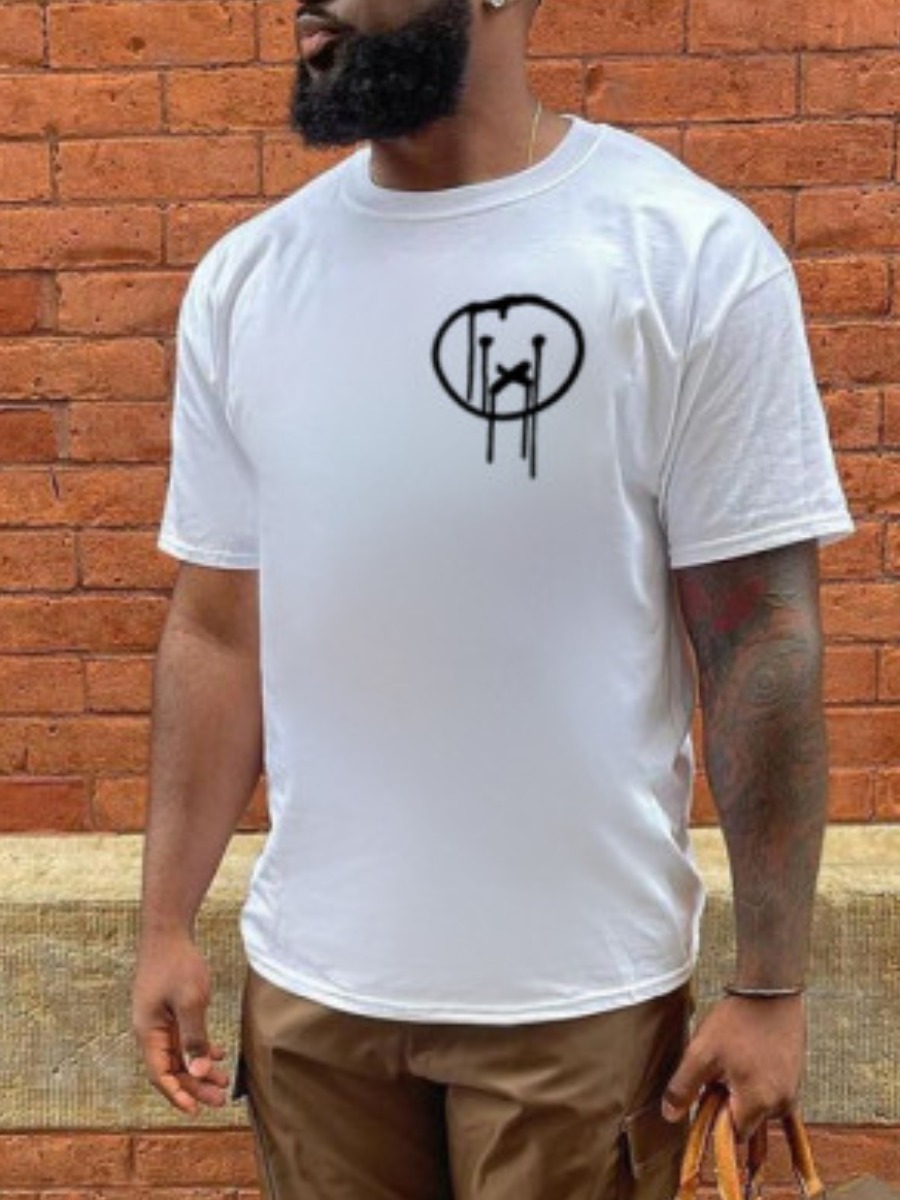 LW Men Round Neck Cartoon Print T-shirt