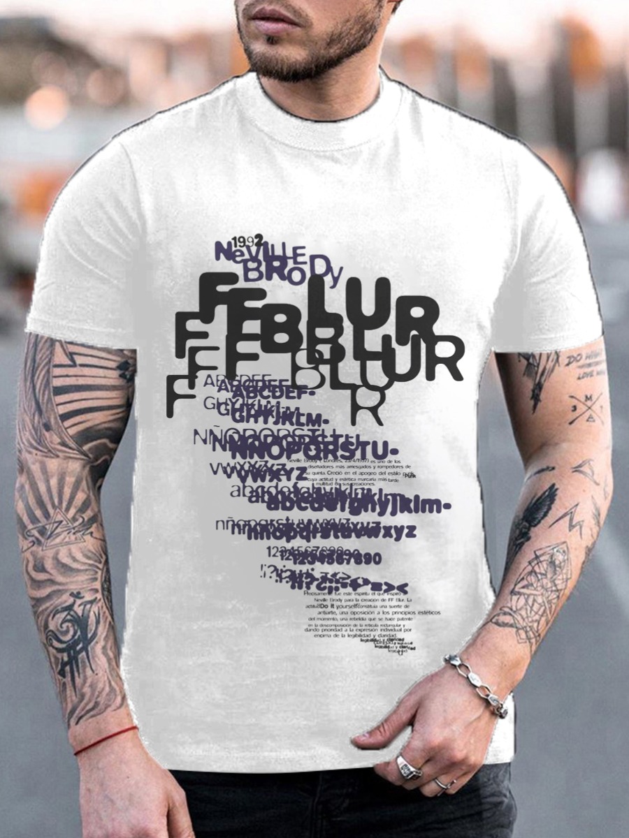 

LW BASICS Men Round Neck Letter Print T-shirt, White