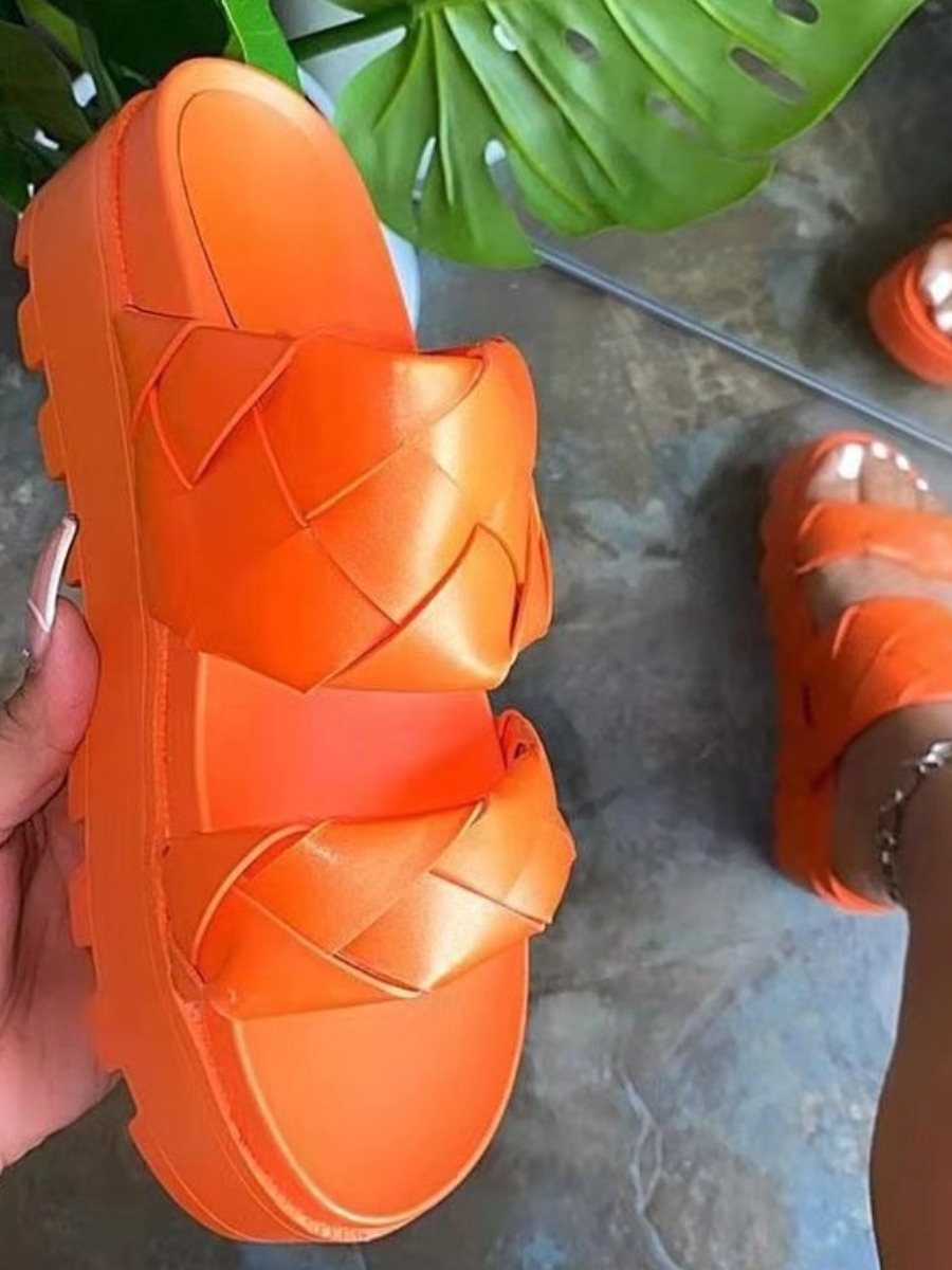

LW Woven Strap Slippers, Orange red