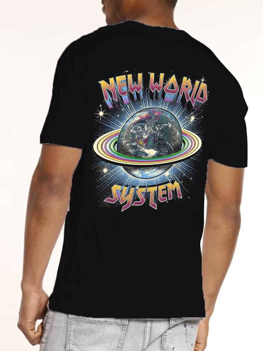 

LW BASICS Men Planet Letter Print T-shirt, Black