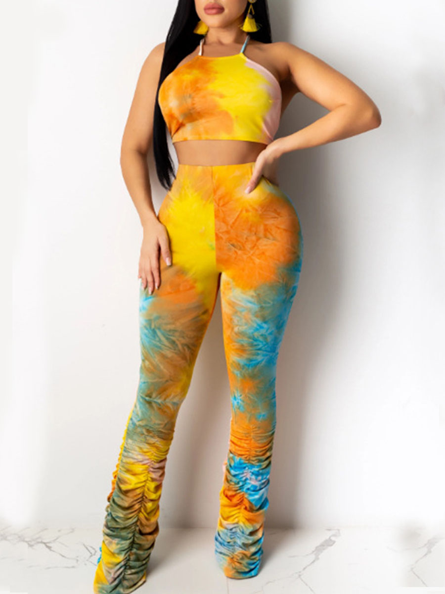 

LW Tie-dye Stacked Pants Set, Yellow