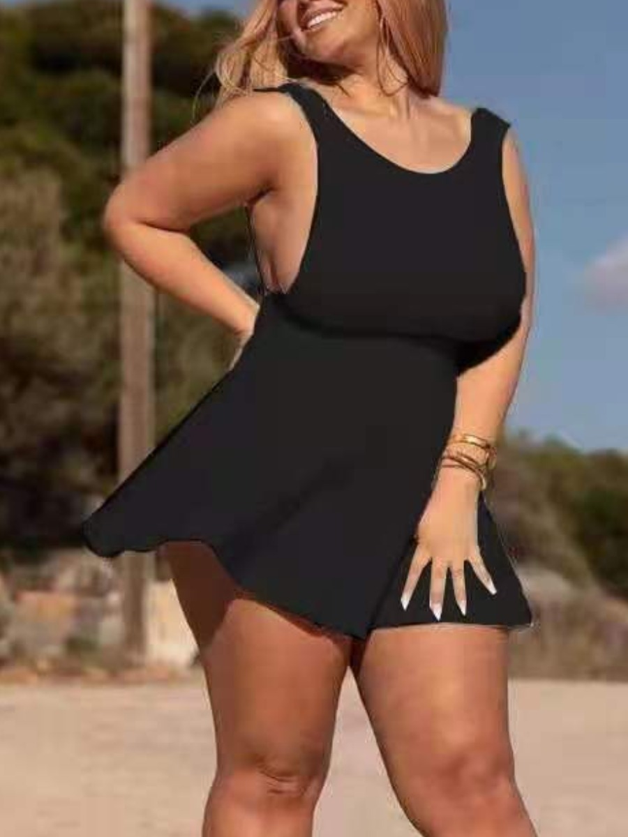 

LW Plus Size U Neck A Line Dress, Black
