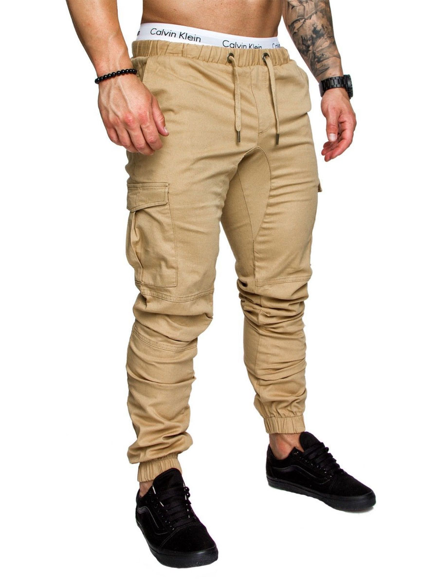 

LW Men Drawstring Side Pocket Pants, Khaki