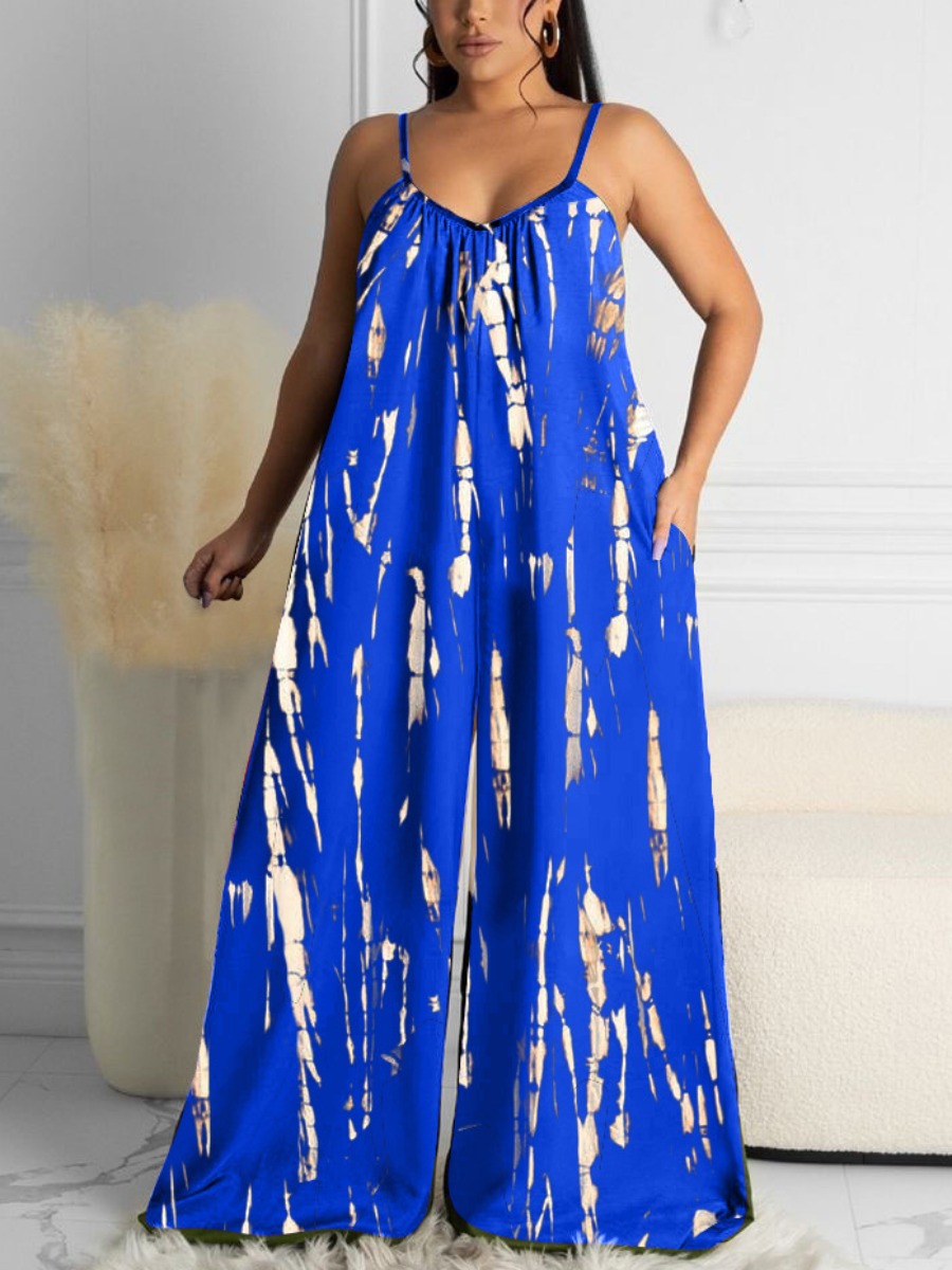 

LW Tie-dye Loose Cami Jumpsuit, Blue