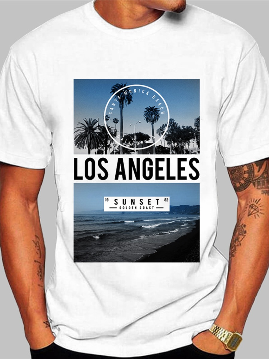 LW Men Beach Letter Print T-shirt