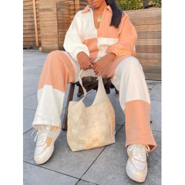 

LW Color-lump Oversized Pants Set, Croci