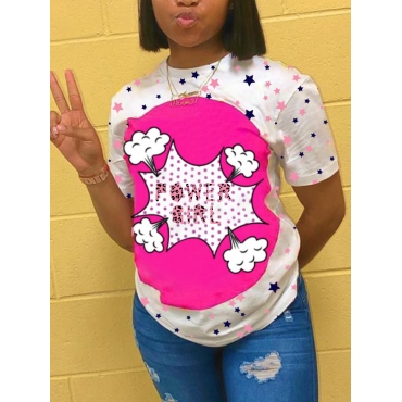 

LW Basic Letter Cartoon Print T-shirt, White