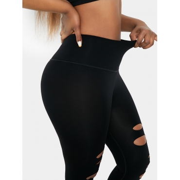 LW High Waisted Sweat Wicking Stretchy Cut Out Plain 7/8 Leggings