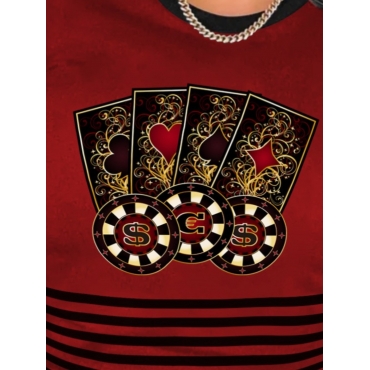 LW Plus Size Poker Print Striped T-shirt