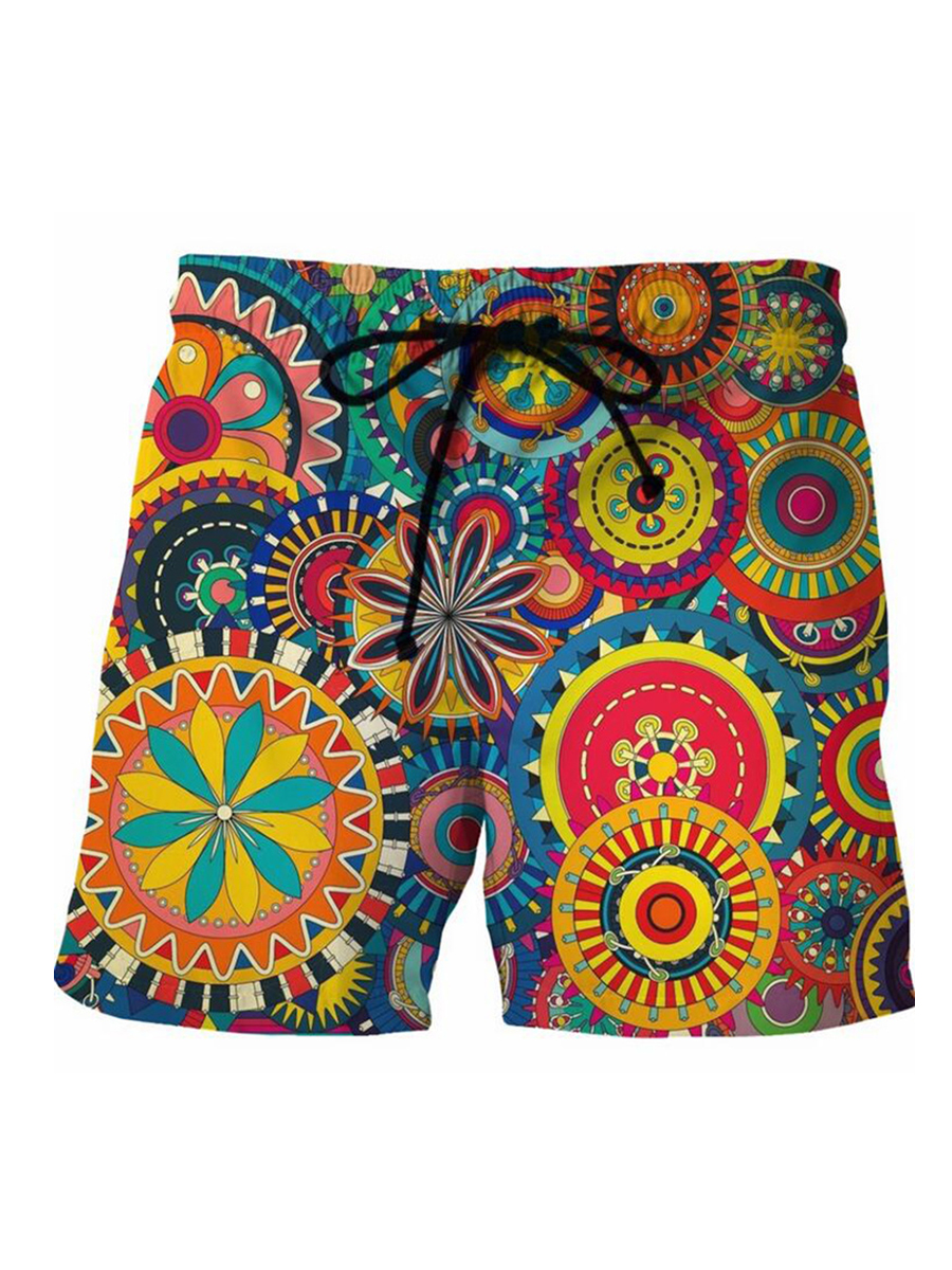 

LW COTTON Men Geometric Print Drawstring Shorts, Multi