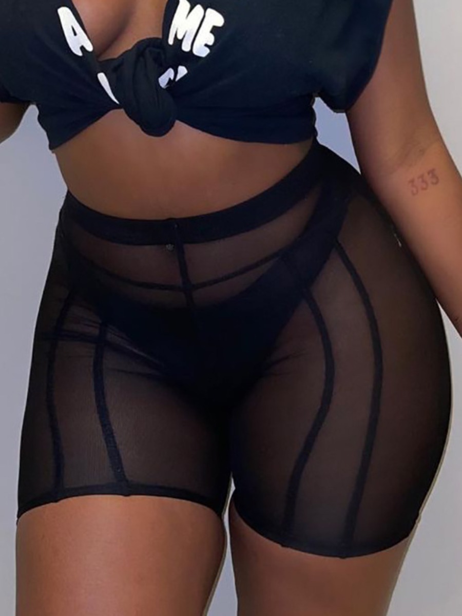 

LW SXY Striped See-through Shorts, Black