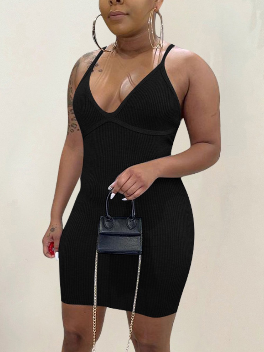 

LW SXY Rib-Knit Bodycon Cami Dress, Black