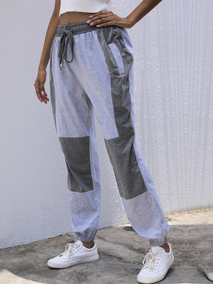 

LW Drawstring Patchwork Sweatpants, Light grey