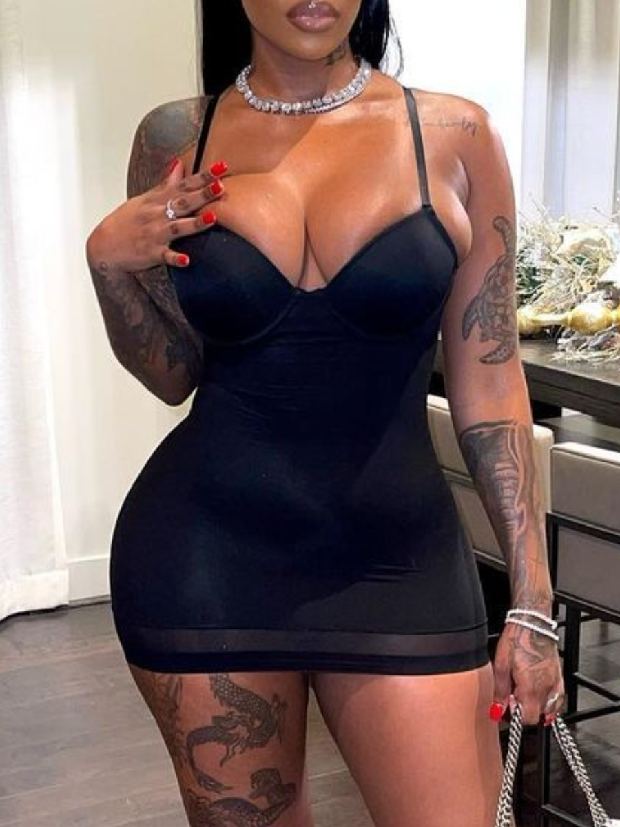 LW SXY See-through Cami Bodycon Dress (With Chest Pad)