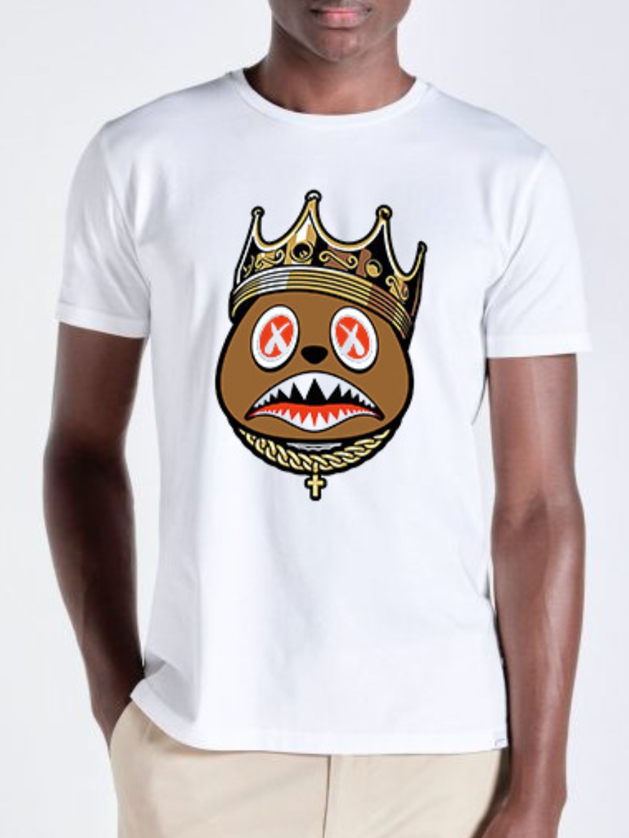 

LW Men Crown Cartoon Print T-shirt, White