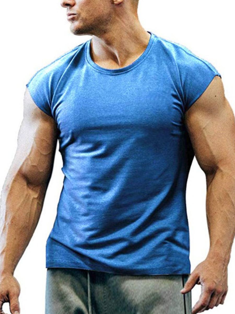 

LW Men Cap Sleeve Skinny T-shirt, Blue