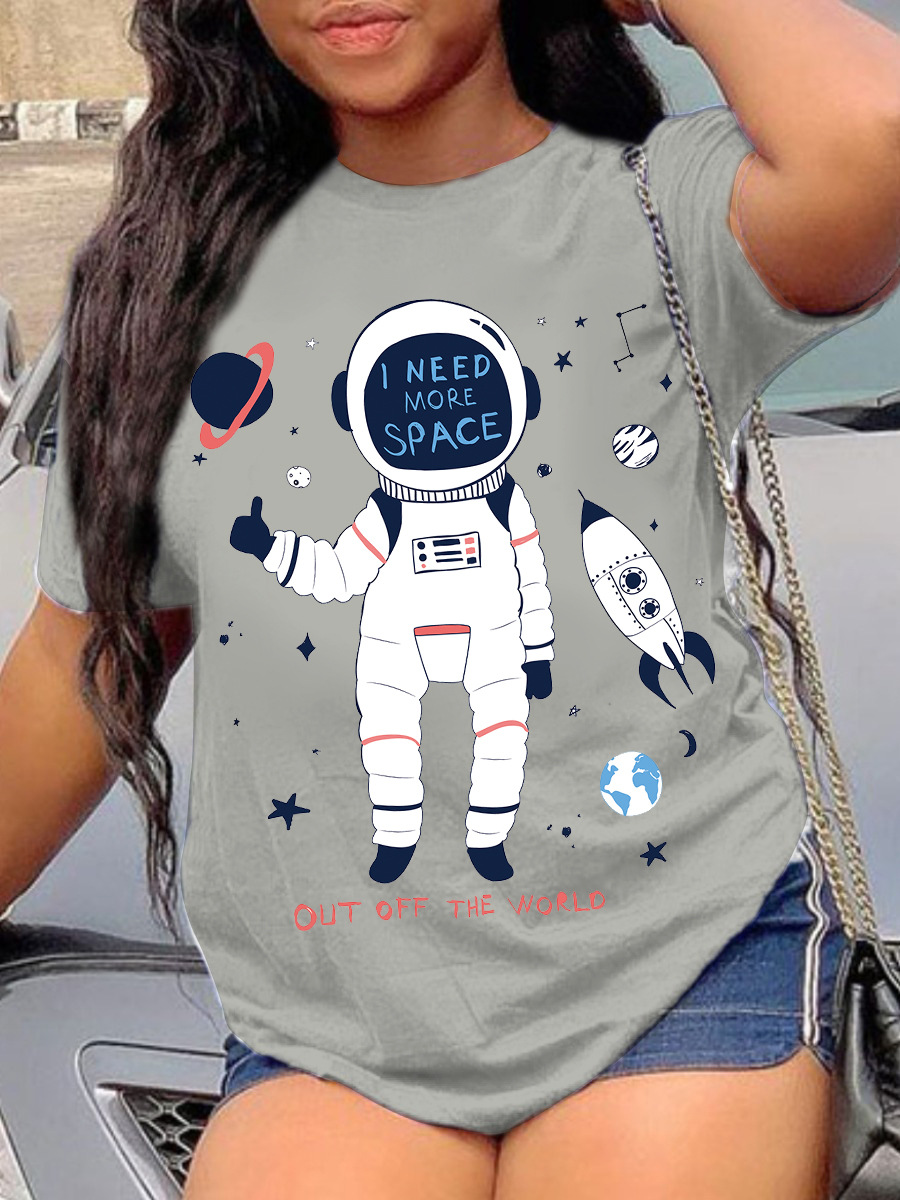 

LW Astronaut Letter Print T-shirt, Light grey