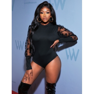 

LW Dot See-through Bodysuit, Black