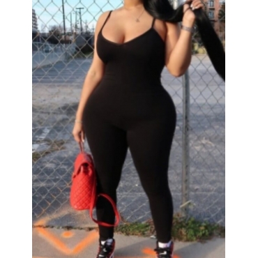 

LW Plus Size Basic Skinny Black One-piece Jumpsuit