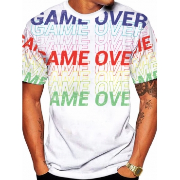

LW BASICS Men Letter Print Patchwork T-shirt, White