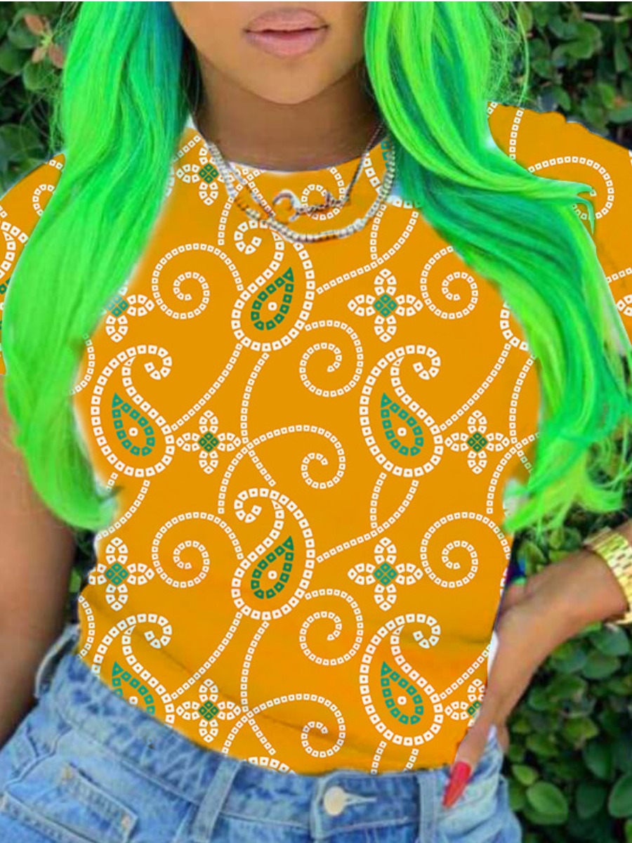 

LW Round Neck Cashew Print T-shirt, Croci