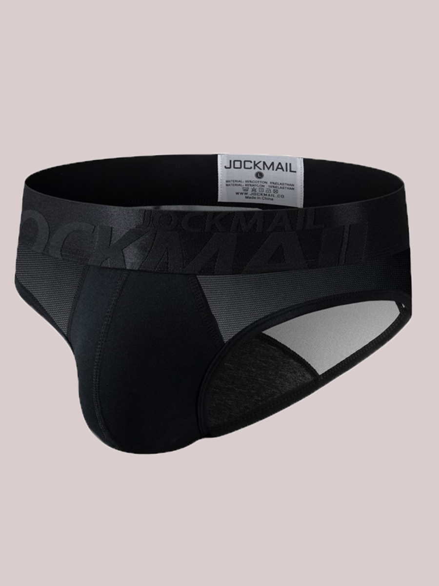

LW COTTON Men Low Waist Mesh Underwear, Black