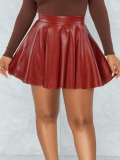 LW BASICS Leather Flounce Design Skirt