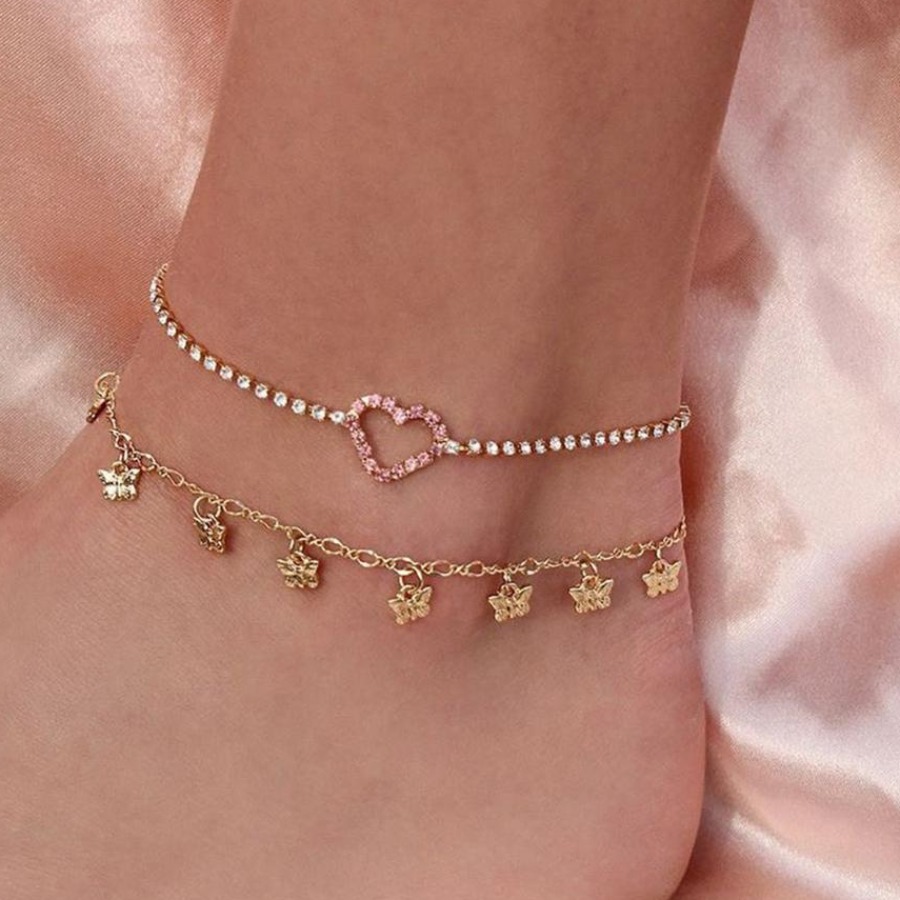 

LW Butterfly Decor Anklet Body Chain, Multi