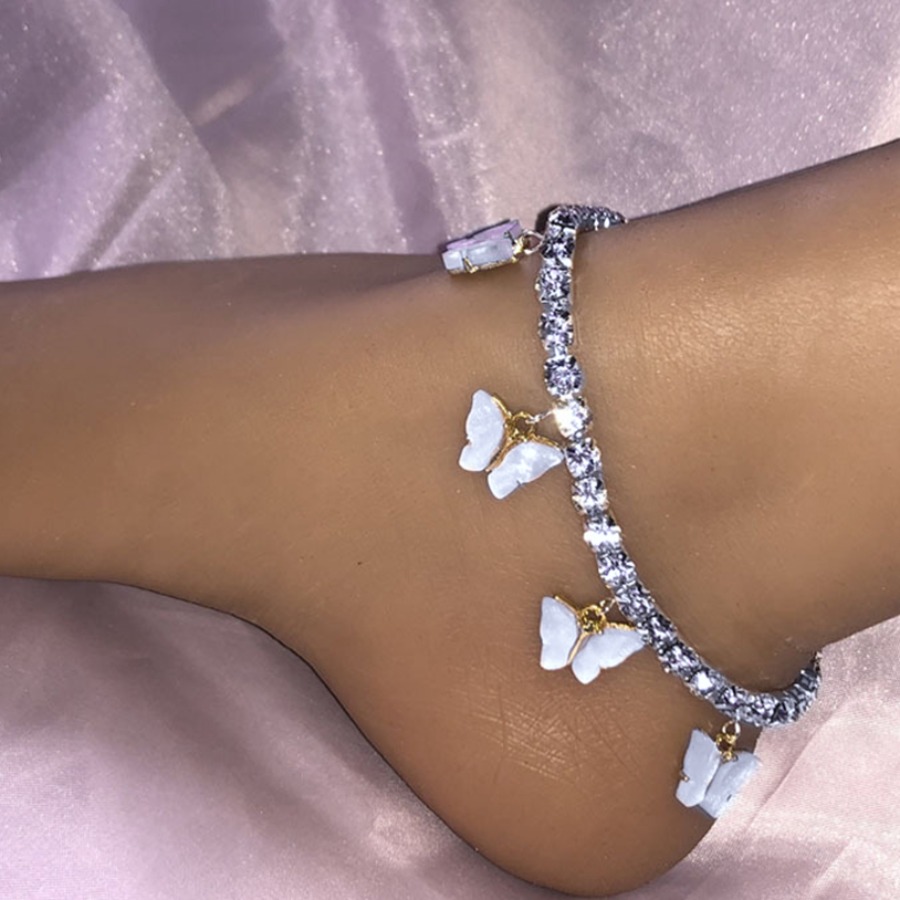 

LW Butterfly Decor Anklet Body Jewelry, White