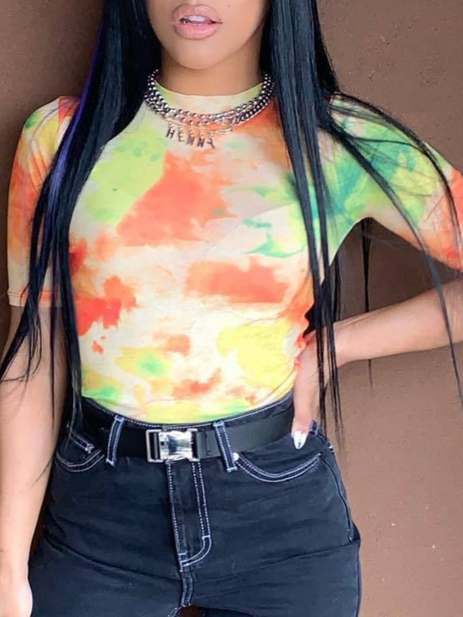 

LW Round Neck Tie-dye T-shirt, Multi
