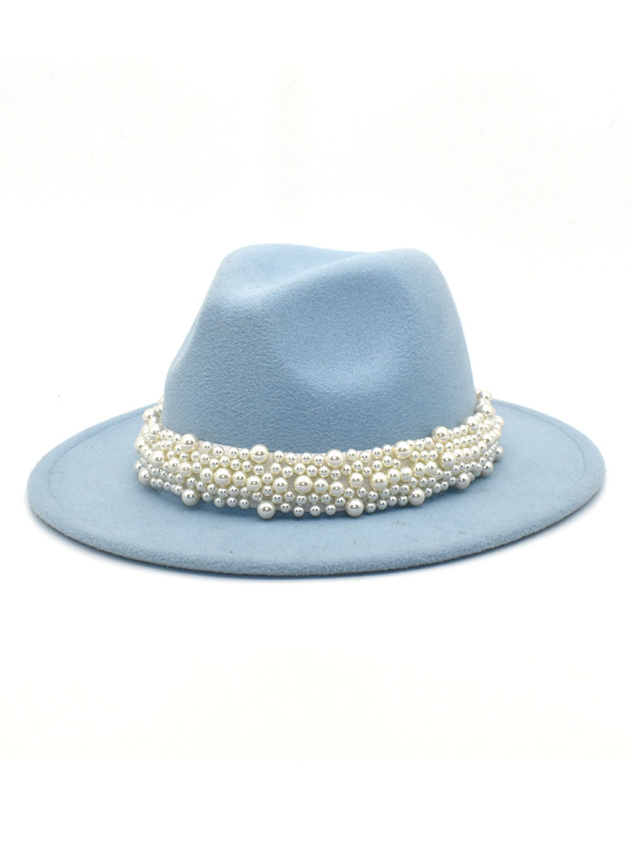 

LW Pearl Decor Jazz Hat, Skyblue