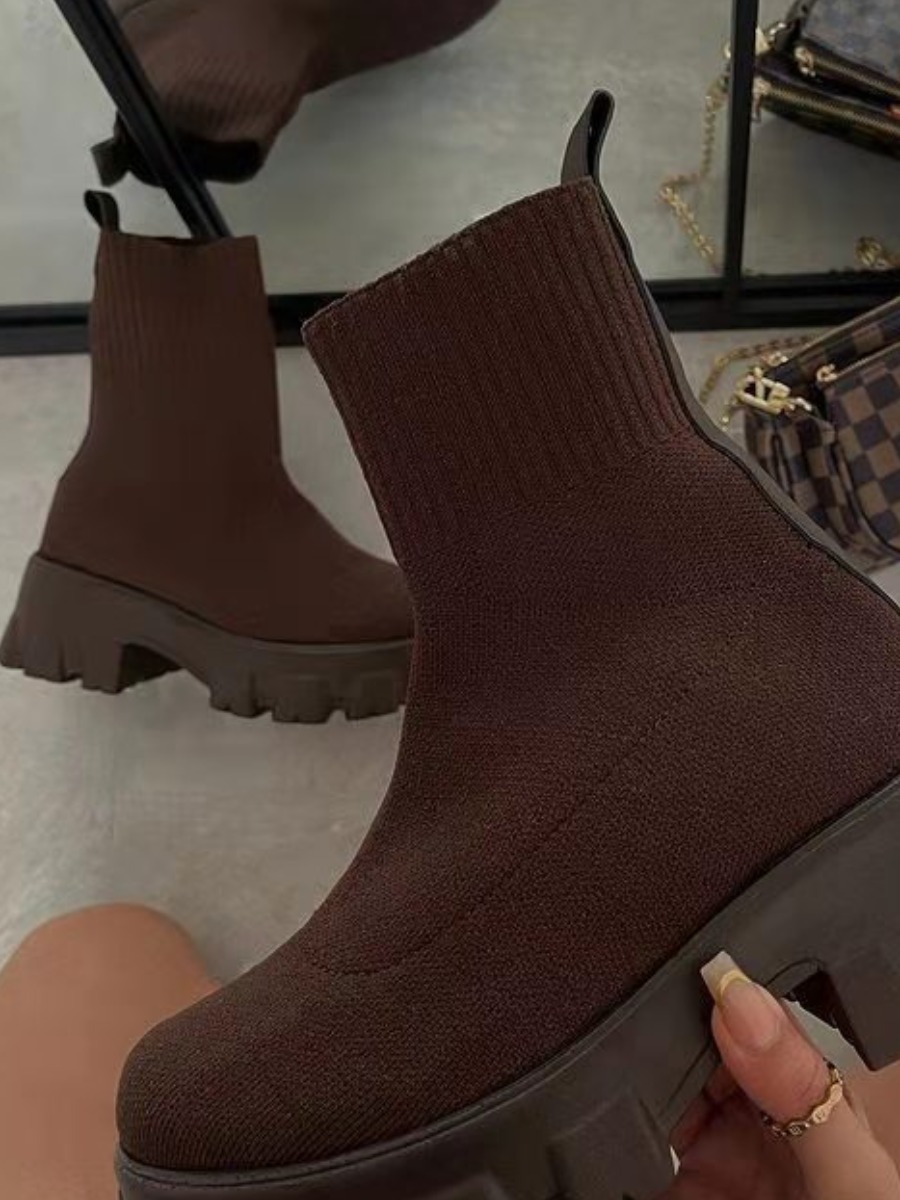 

LW Chunky Sole Booties, Brown