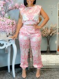 LW Baroque Print Regular Fit Pants Set