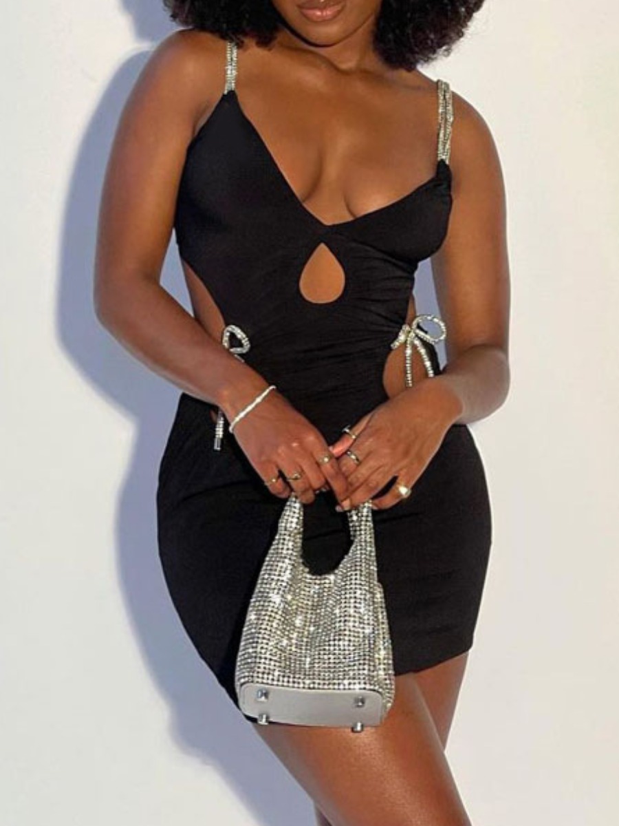 

LW Bandage Hollow-out Design Dress, Black