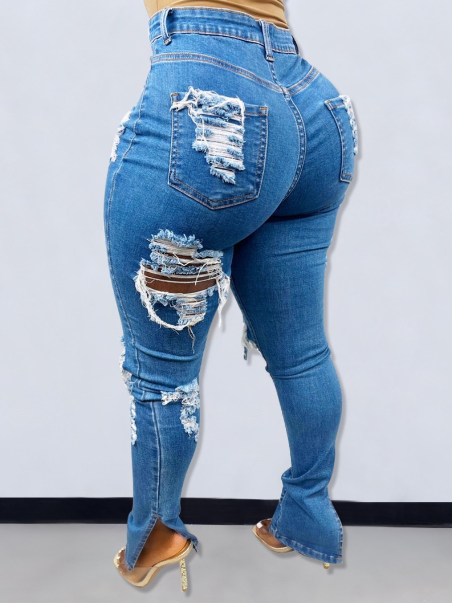LovelyWholesale High--waisted Ripped Jeans Spring|Fall Casual Ripped Spring Summer 2024