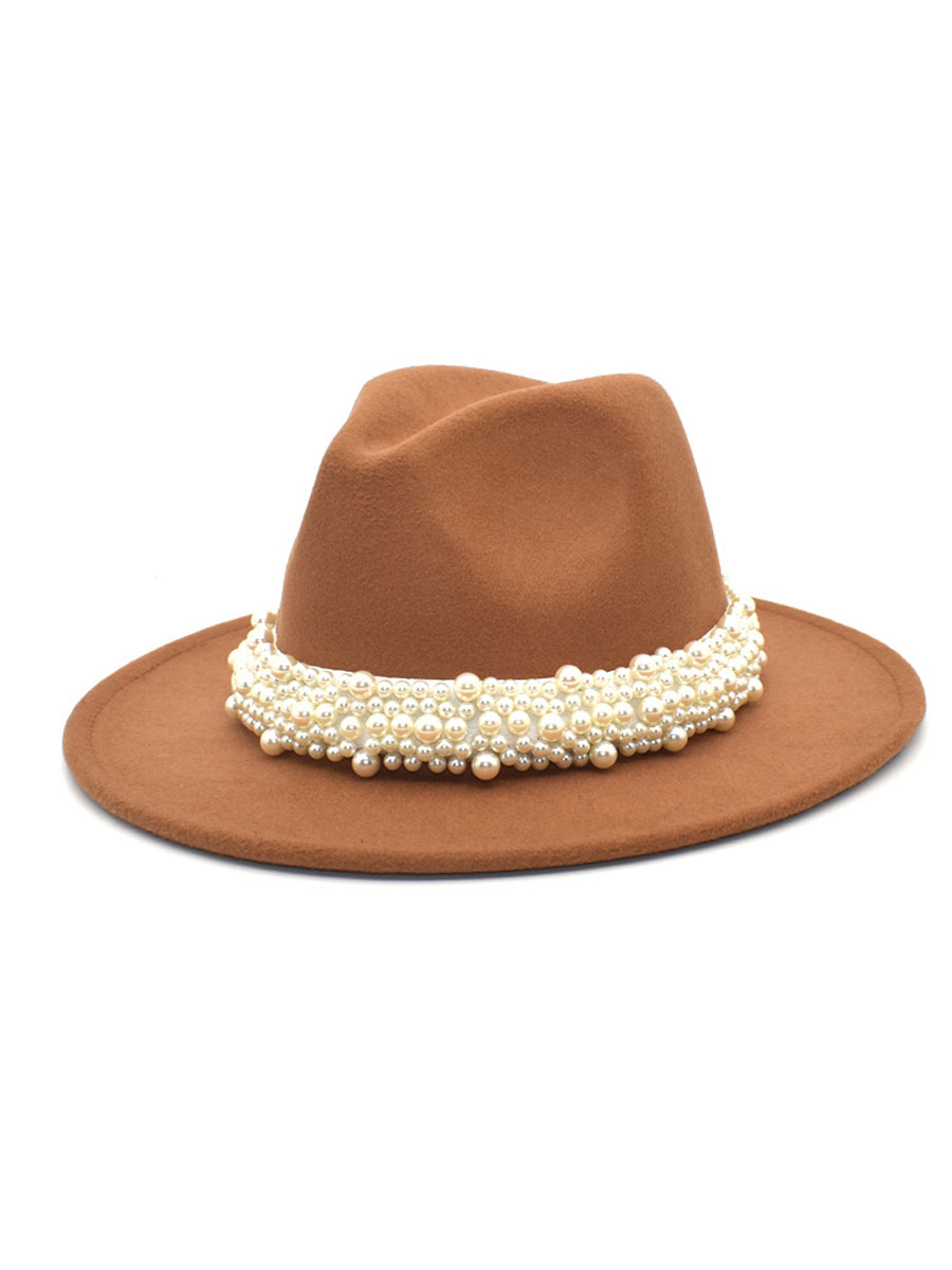 

LW Pearl Decor Jazz Hat, Khaki