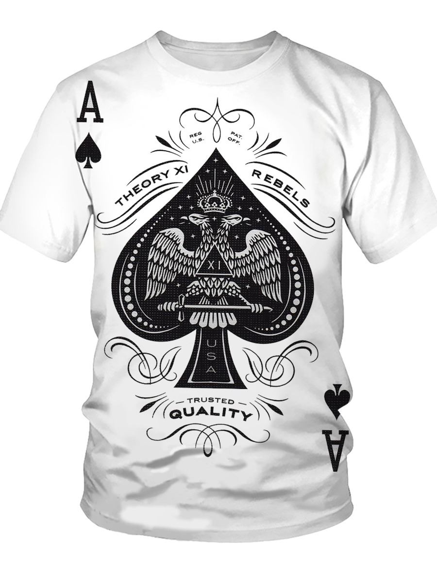 

LW BASICS Men Poker Letter Print T-shirt, White