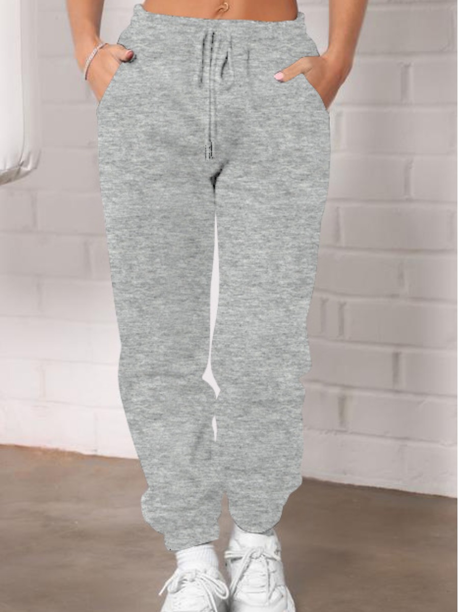 

LW BASICS Plus Size Mid Waist Drawstring Pants, Grey
