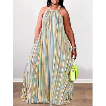 

LW Plus Size Striped A Line Cami Dress, Green